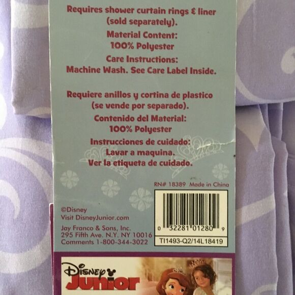 Disney Sofia The First Sofia Scrolls Shower Curtain New in Package - Picture 3 of 4